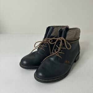 Remonte Women's 38 US 7.5 Leather Lace Up Ankle Boots Navy Blue Bootie